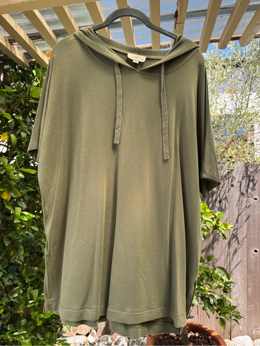 LOFT Olive Green Short-Sleeve Super Soft Hoodie